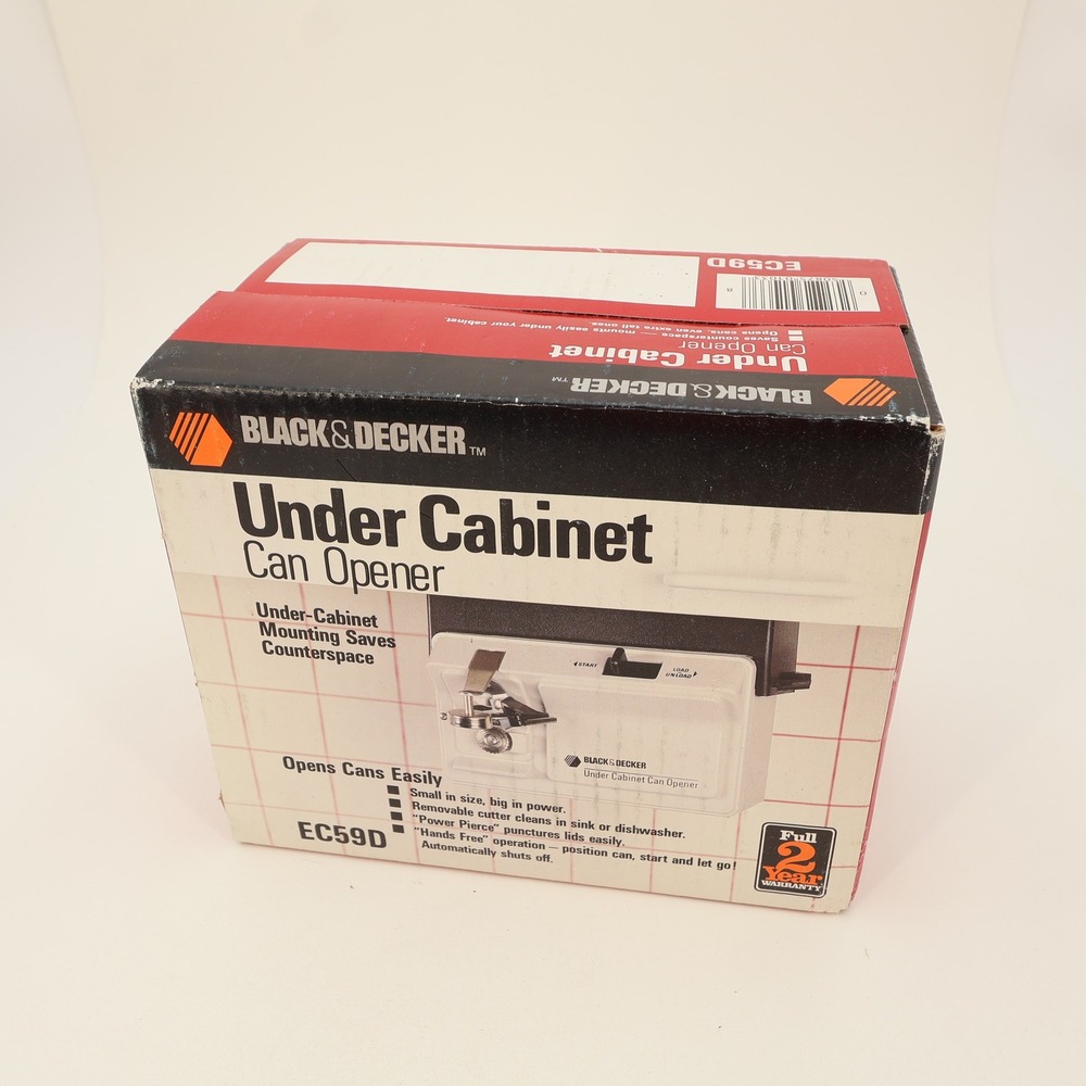 Black & Decker Under Cabinet Can Opener White EC59D Vintage Space Saver New